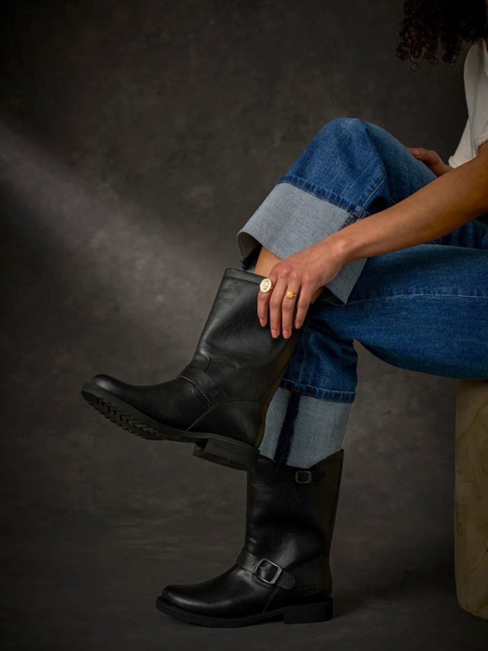 Steve Madden Classic Black Leather Women's Mid-Calf Buckle Boots, 8.5.